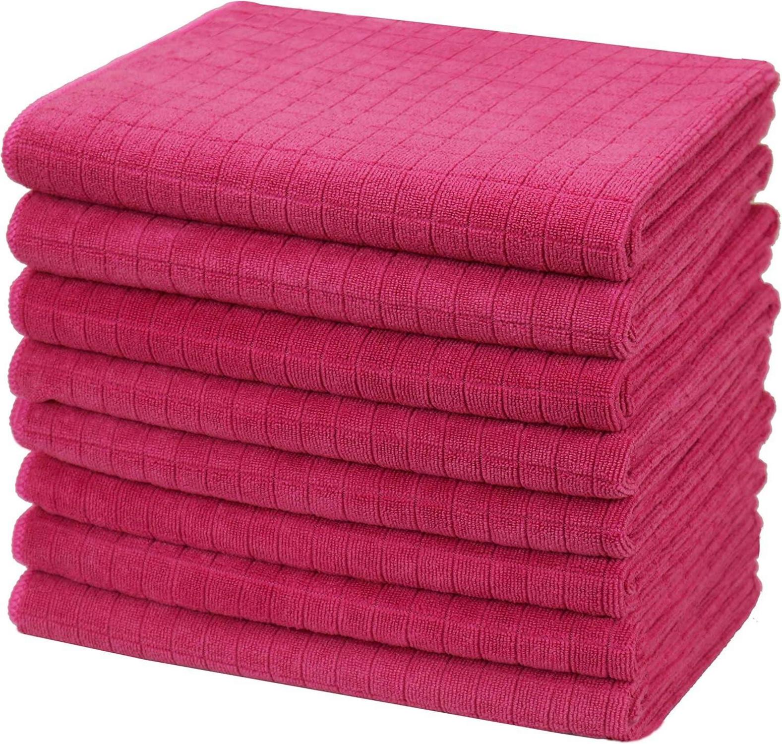 8er-Set Microfaser Küchentücher pink 45x65cm, saugfähig fusselfrei