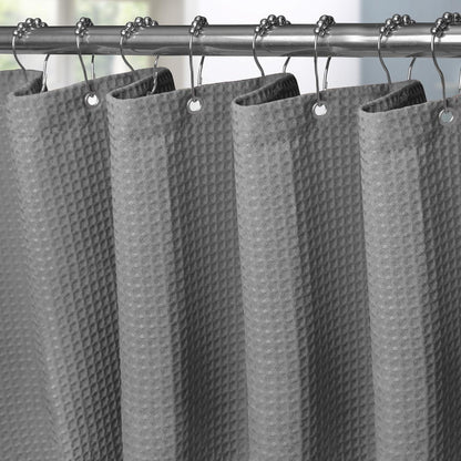 Waffel Duschvorhang Anti Schimmel Set 92x182 cm Grau