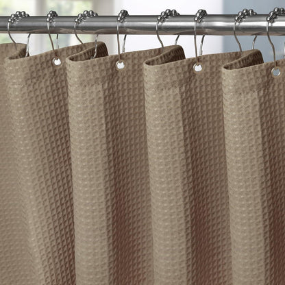 Waffel Duschvorhang Anti Schimmel Wasserdicht Set 92x182cm Khaki
