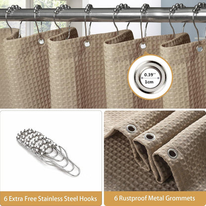 Waffel Duschvorhang Anti Schimmel Wasserdicht 92x182cm Khaki