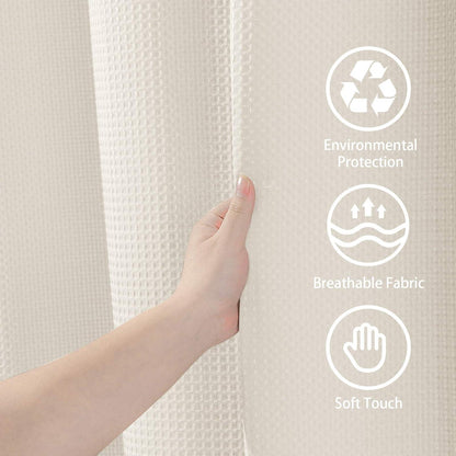 Waffel Duschvorhang Metall Badewanne Vorhang Textil-Stoff 182x214cm Creme