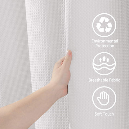 Waffel Duschvorhang Metallringe Stoff Textil Badewanne Anti Schimmel 92x182cm