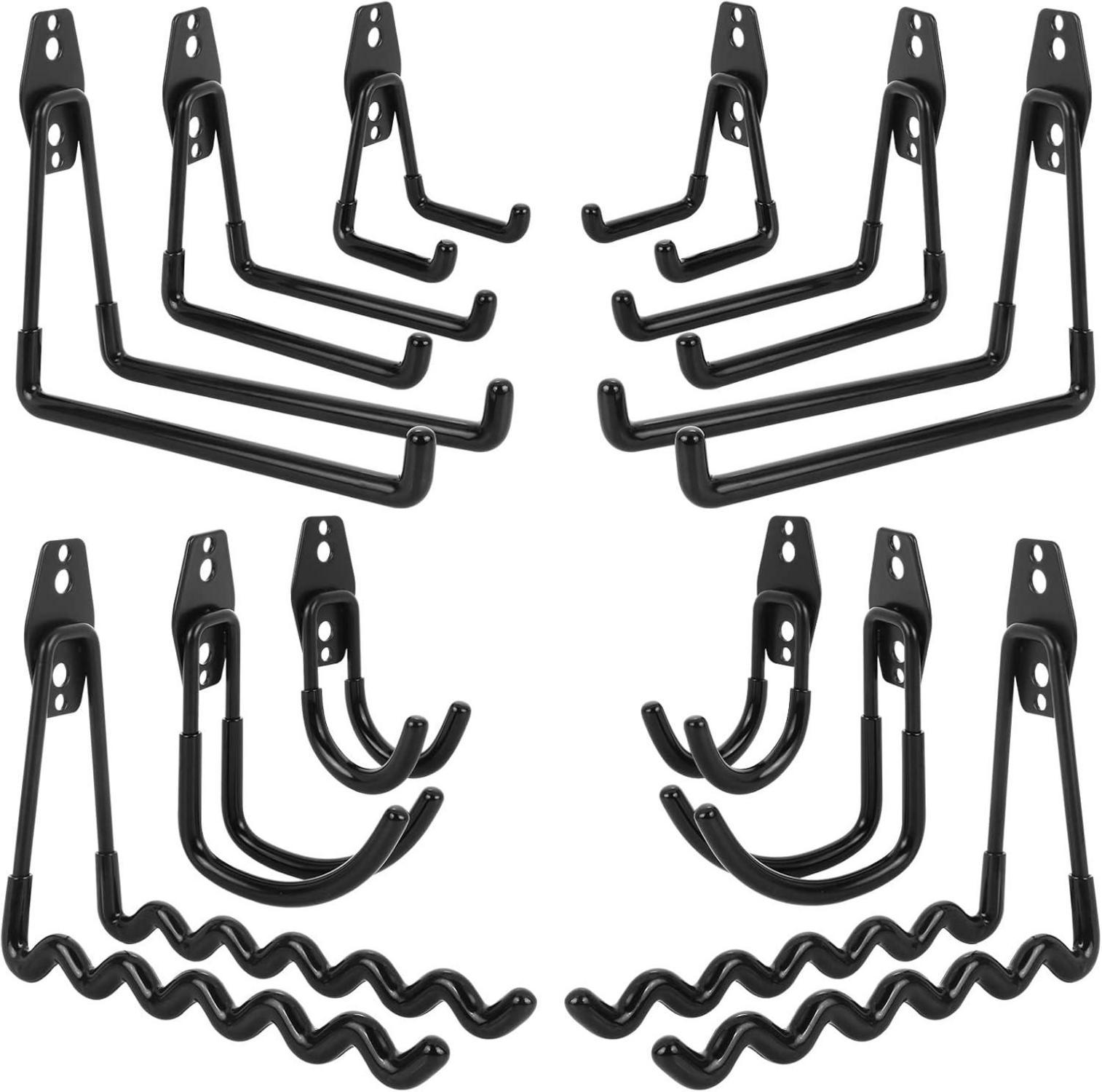 12er Set Wandhaken Garage Schwerlast Doppelhaken Schwarz