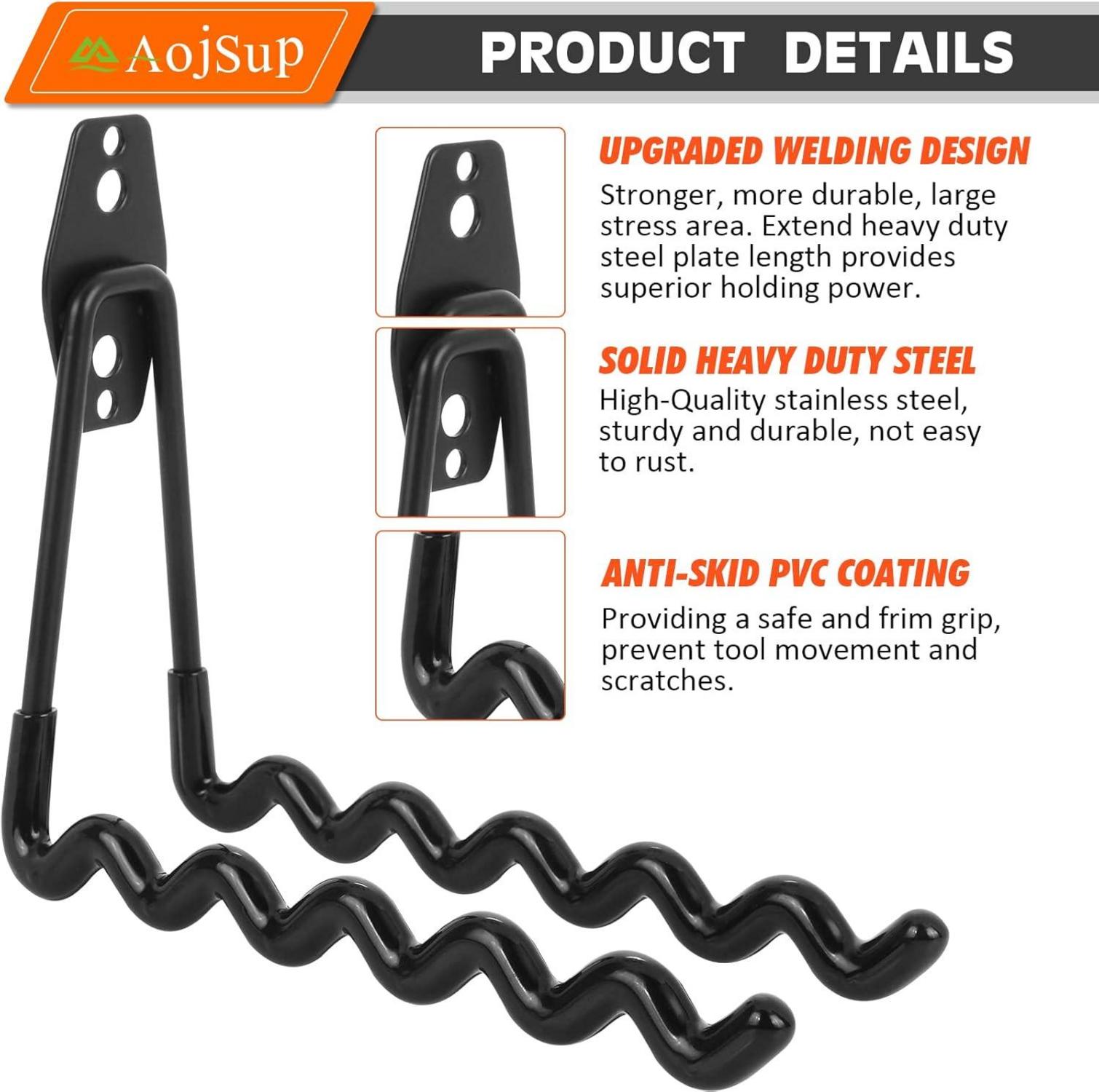 AojSup 12 Stück Wandhaken Garage Schwerlast Doppelhaken Storage Hooks 12 Stück Schwarz