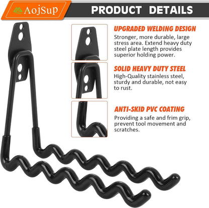 AojSup 12 Stück Wandhaken Garage Schwerlast Doppelhaken Storage Hooks 12 Stück Schwarz