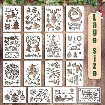 16 Stück Weihnachten Zeichenschablonen Malschablonen Kunststoff