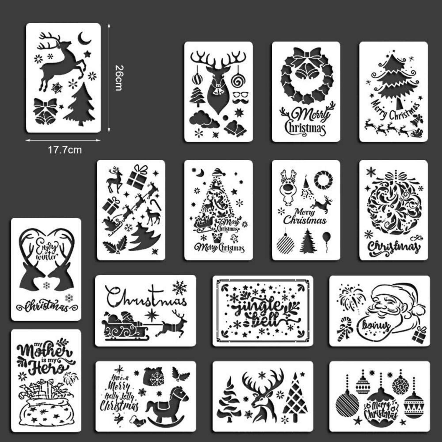 Schablonen Weihnachten Kinder DIY Malschablonen 16 Stück