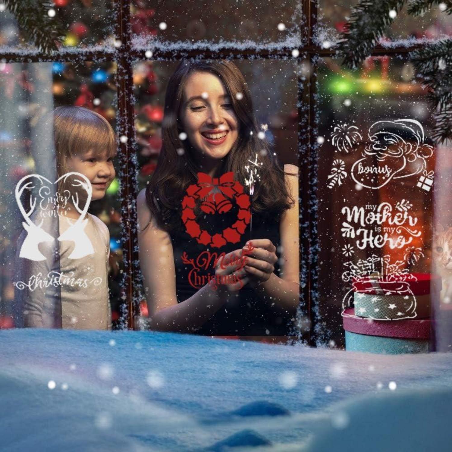 16 Stück Weihnachten Zeichenschablonen Malschablonen Kunststoff