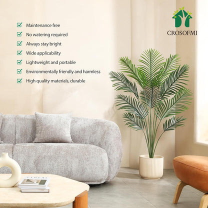 Künstliche Palme Deko 150 cm Groß Plastik Pflanze Wohnzimmer Grün Balkon
