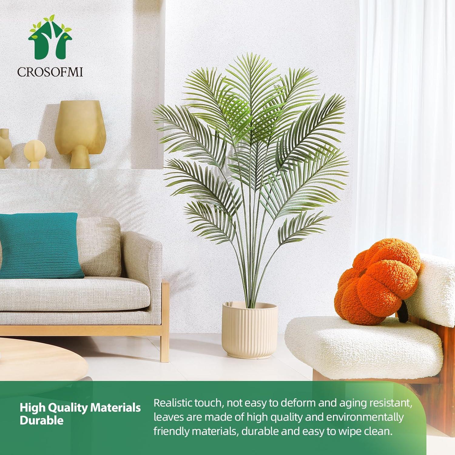 Künstliche Palme Deko 150 cm Groß Plastik Pflanze Wohnzimmer Grün Balkon