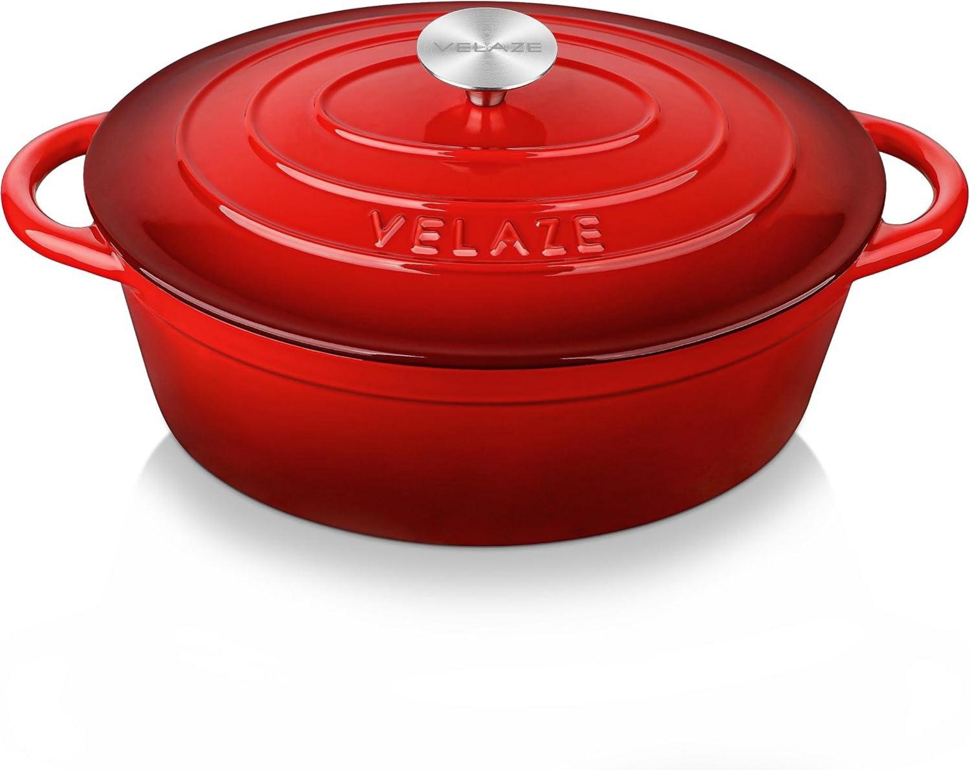 Velaze Gusseisen Oval Bräter 30cm Deckel Emailliert 5L