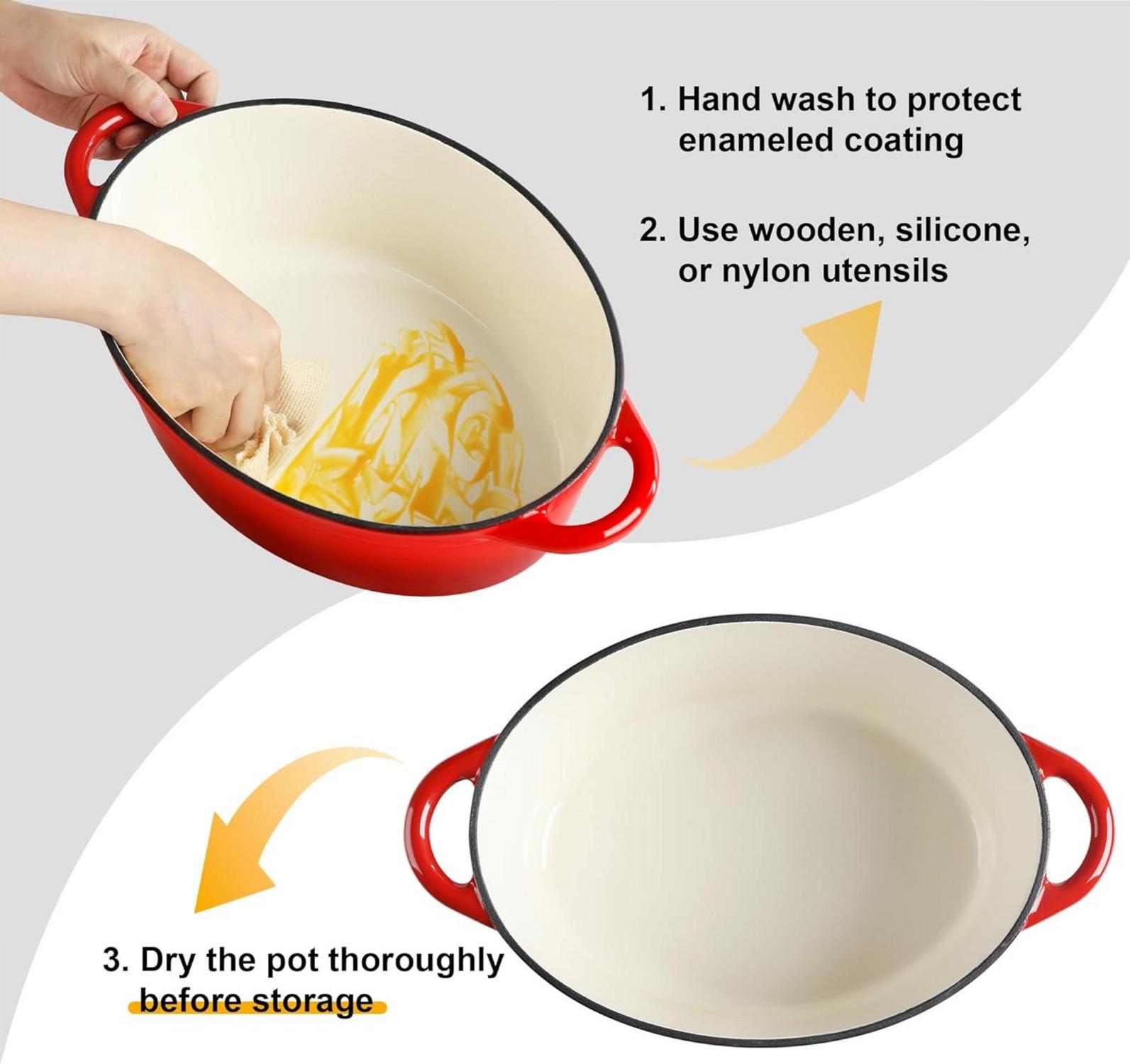 Velaze Gusseisen Ovaler Bräter 30cm 5L Emailliert Bratentopf Rot