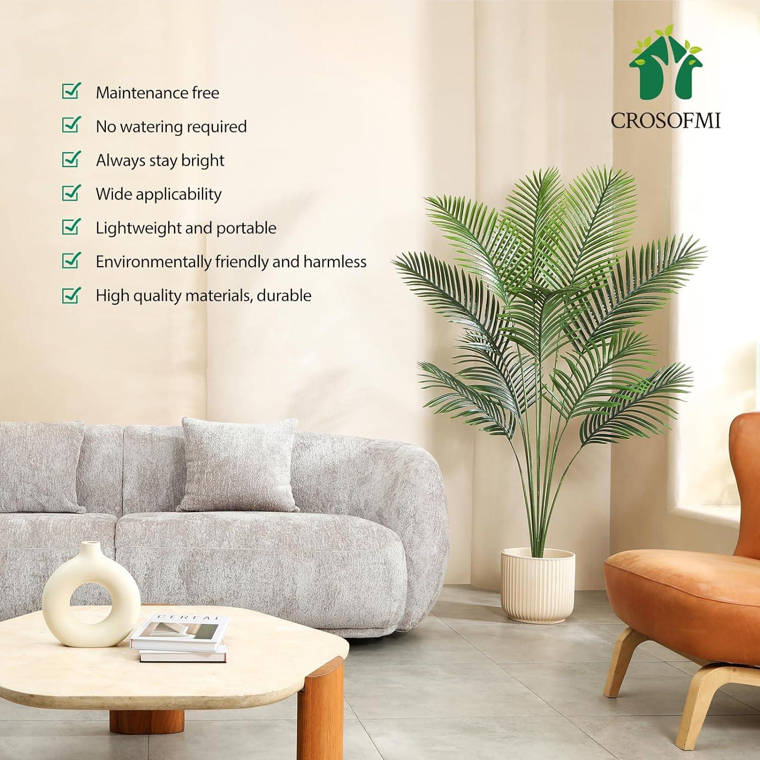 CROSOFMI Kunstpalme 170cm Plastik Künstliche Pflanze Areca Grün Deko