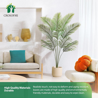 CROSOFMI Kunstpalme 170cm Plastik Künstliche Pflanze Areca Grün Deko