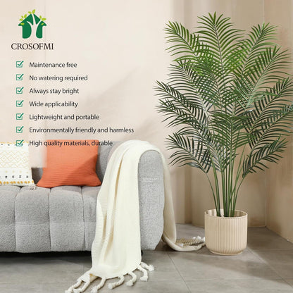 Künstliche Palmen 150 cm Kunstpflanze Plastik Topf Wohnzimmer Balkon Grün (2
