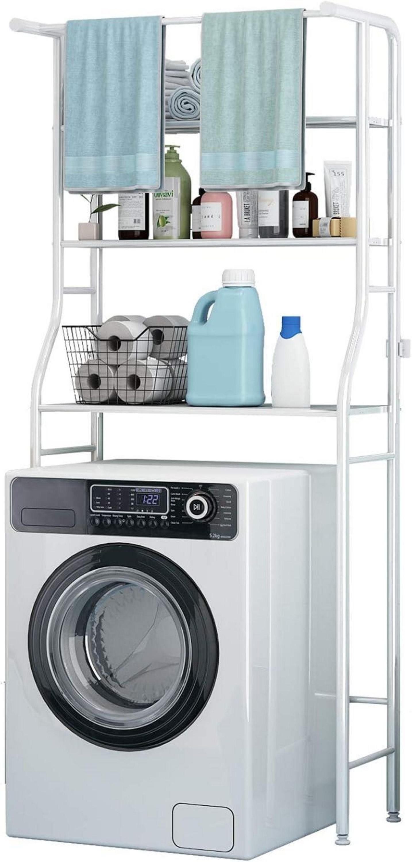 Badezimmer Eckregal mit Hängestange Weiß 3 Regalplatzsparer