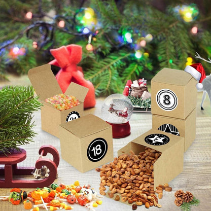 Adventskalender Bastelset mit 24 Boxen Weihnachtsaufkleber