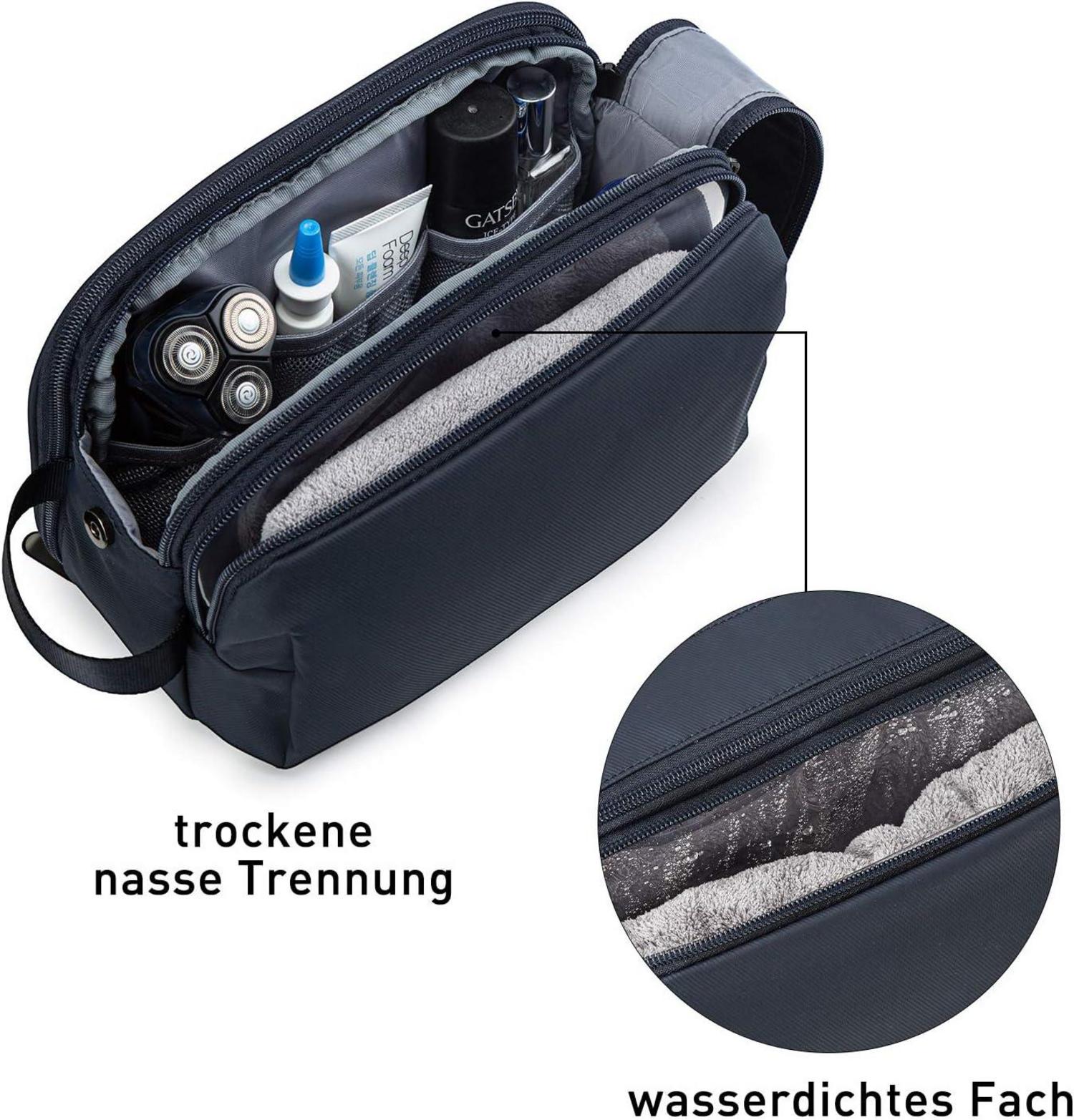 Kulturtasche für Herren mit doppelter Reißverschlussöffnung 5L Blau