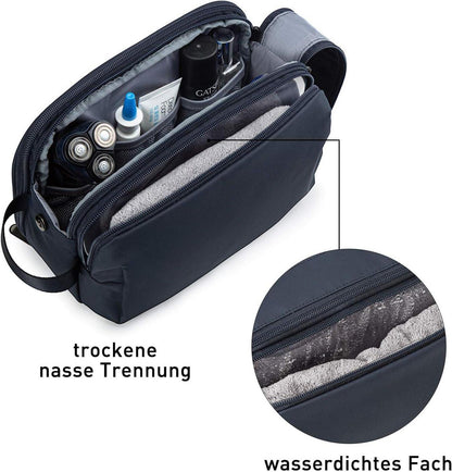 Kulturtasche für Herren mit doppelter Reißverschlussöffnung 5L Blau