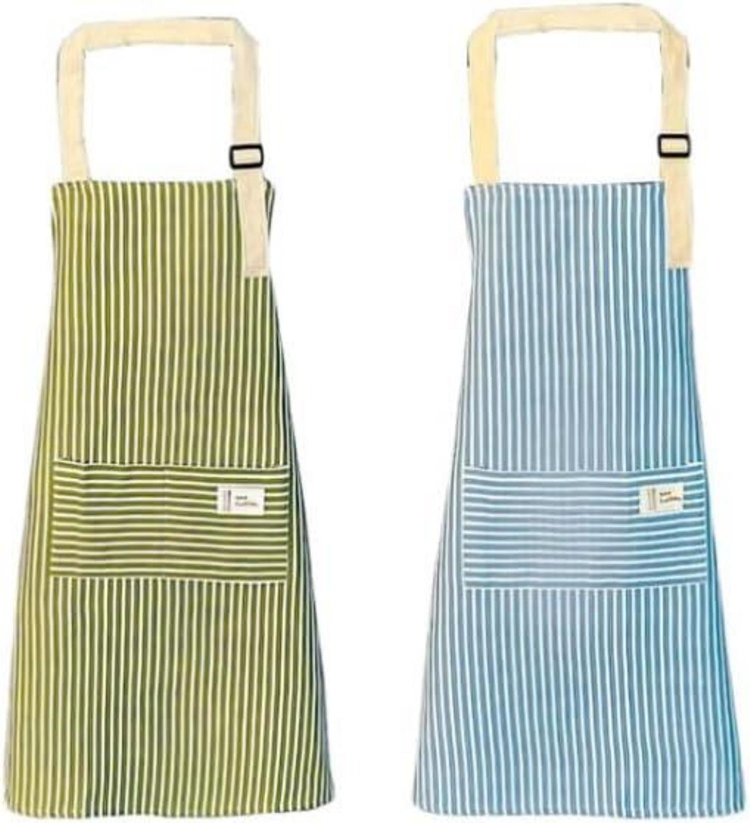 2er Set Küchenschürze Baumwolle Leinen Kochschürze Tasche 72cm*68cm