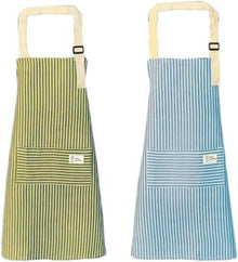 2er Set Küchenschürze Baumwolle Leinen Kochschürze Tasche 72cm*68cm