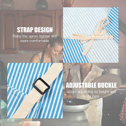 2er Set Küchenschürze Baumwolle Leinen Kochschürze Tasche 72cm*68cm