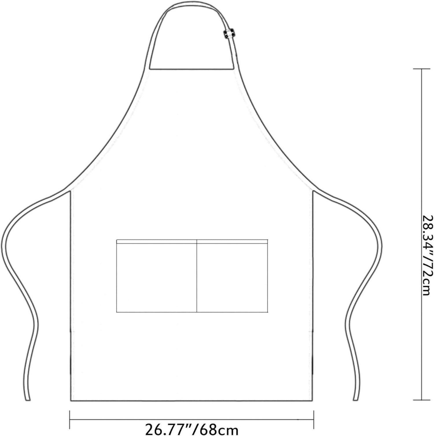 2er Set Baumwolle Leinen Küchenschürze Damen Kochschürze 72cm*68cm Grün Blau