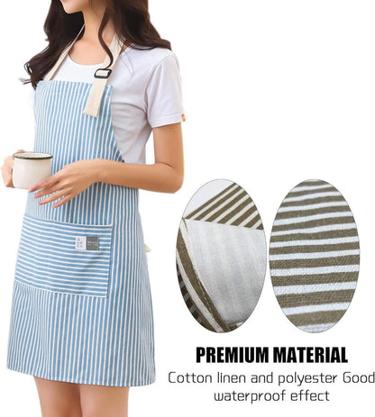 2er Set Küchenschürze Baumwolle Leinen Damen 72cm*68cm Grün Blau