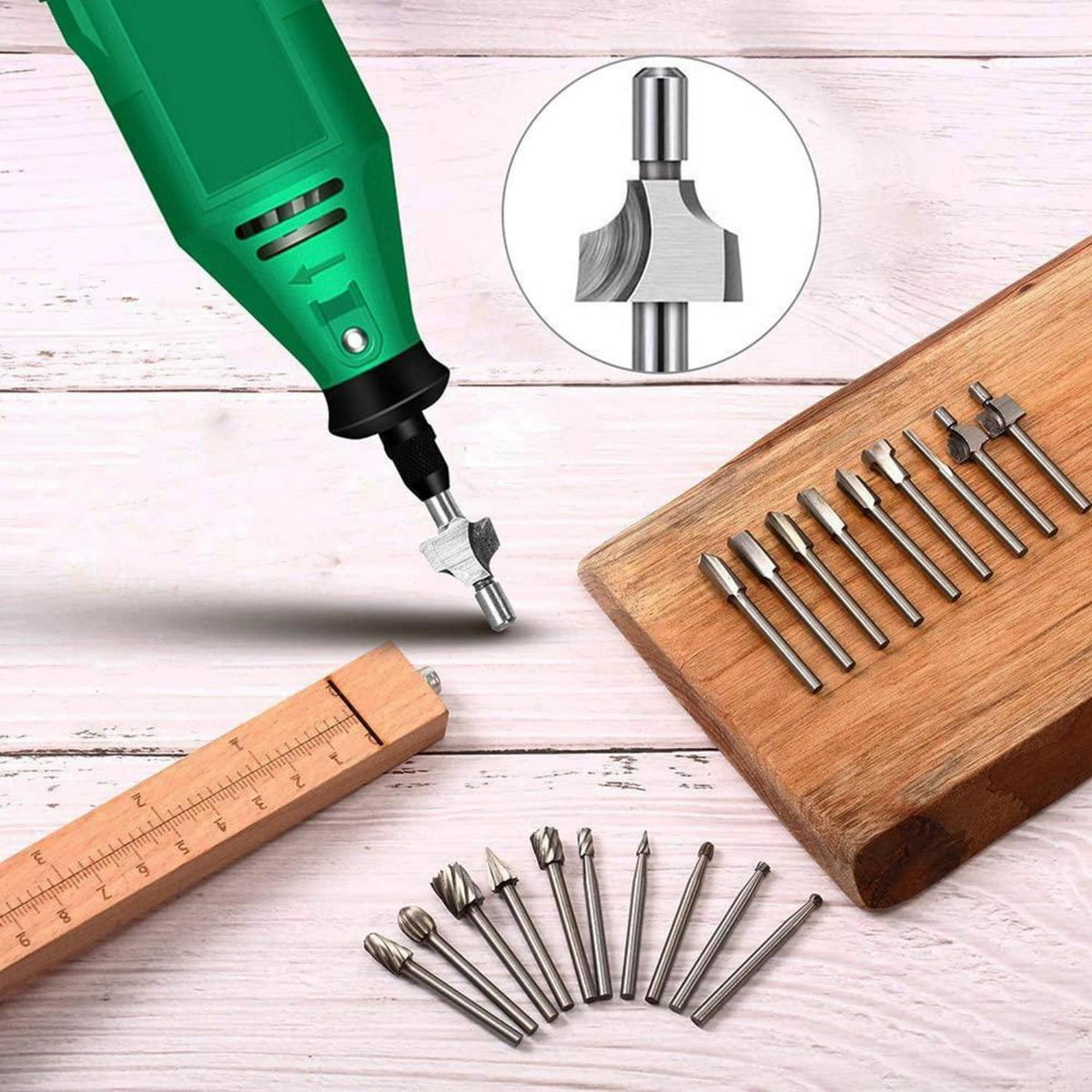 20tlg. HSS Fräser Set mit 3mm Schaft für Holzbearbeitung