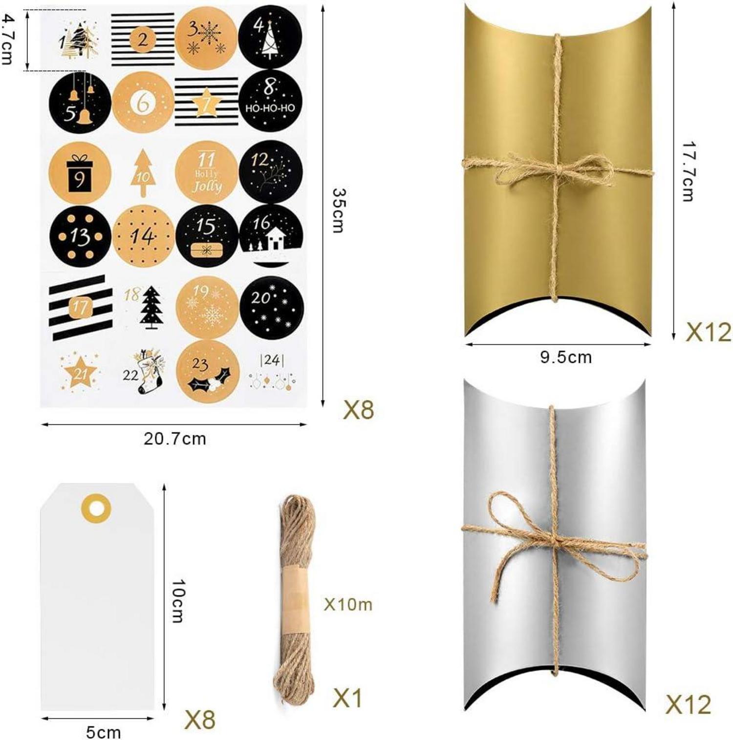 Adventskalender zum Befüllen 24 Geschenkbox Zahlenaufkleber