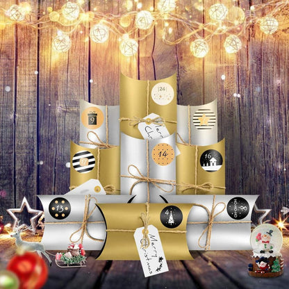 Adventskalender DIY Weihnachts Geschenkbox Bastelset 24 Aufkleber