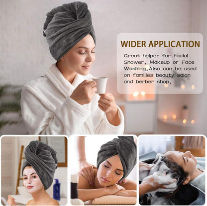 Mikrofaser Haarturban XL super saugfähig 2er Set Grau
