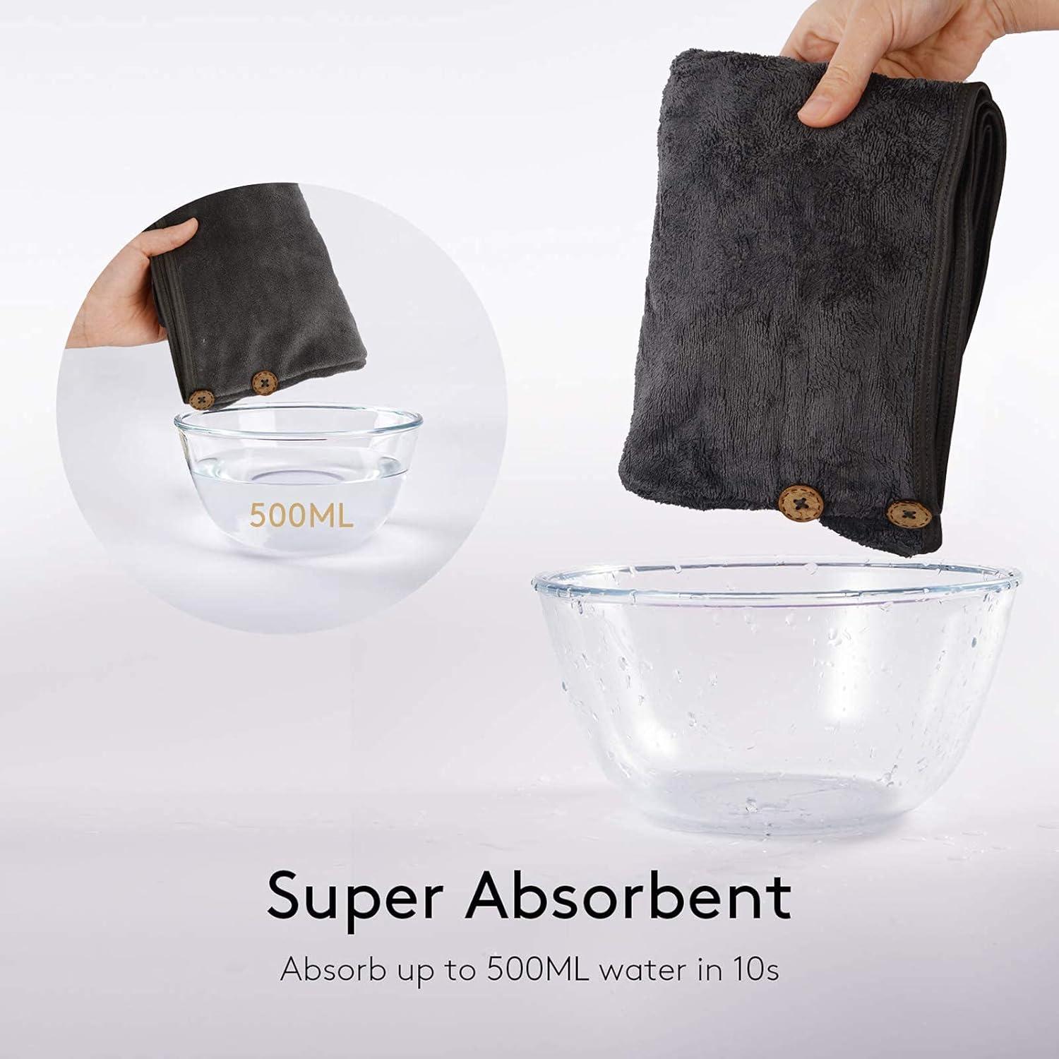XL Mikrofaser Haarturban 2er-Pack Grau schnelltrocknend & super saugfähig