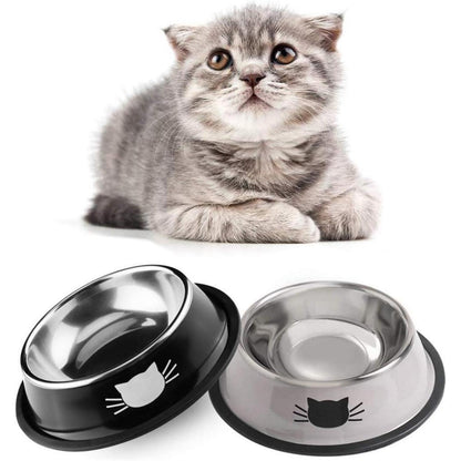 Katzen Futternapf Set 2 Stück Edelstahl Rutschfest