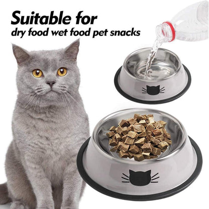 Katzennäpfe Set Futternapf Katze Edelstahl rutschfest 2er Pack