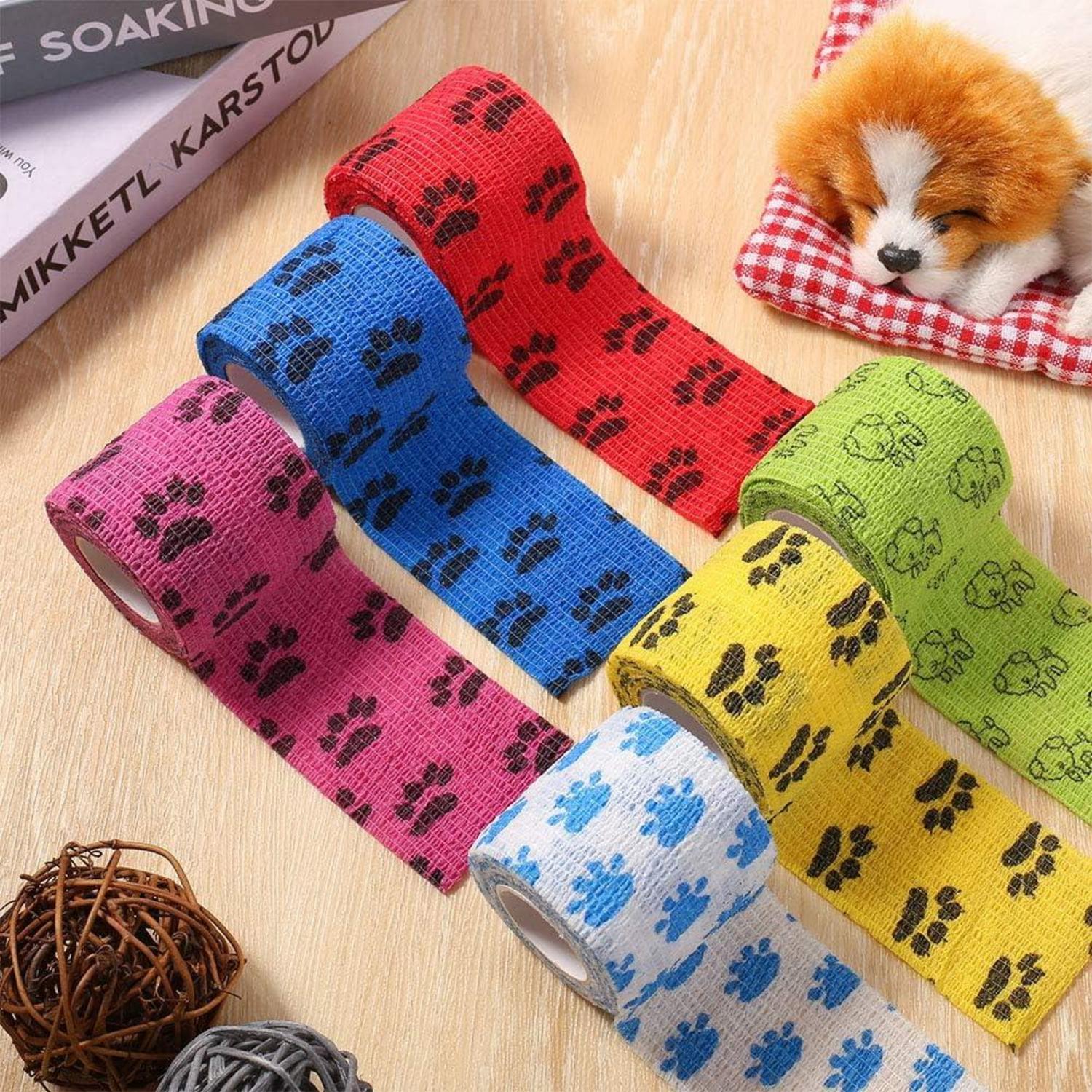 Selbstklebende Kohäsive Bandage für Haustiere - Elastische Fixierbinde