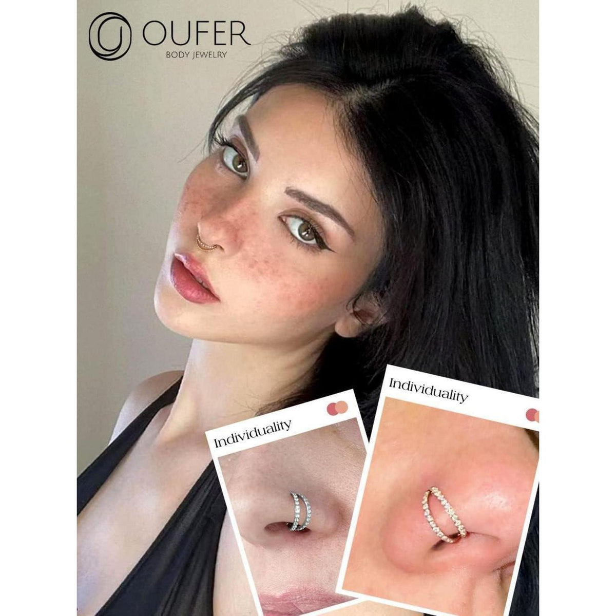 Helix Ring mit Zirkonia, 16G Edelstahl Septum Piercing