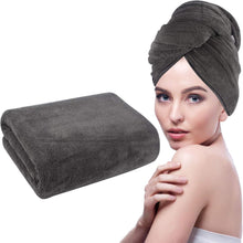 Haartuch Mikrofaser Groß Schnelltrocknend 61x112cm 1er Pack Grau