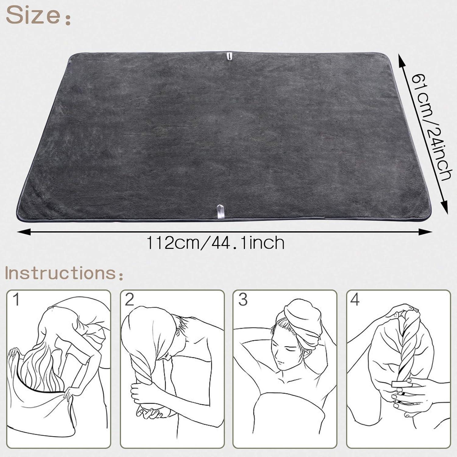 Haartuch Mikrofaser Groß Schnelltrocknend 61x112cm 1er Pack Grau