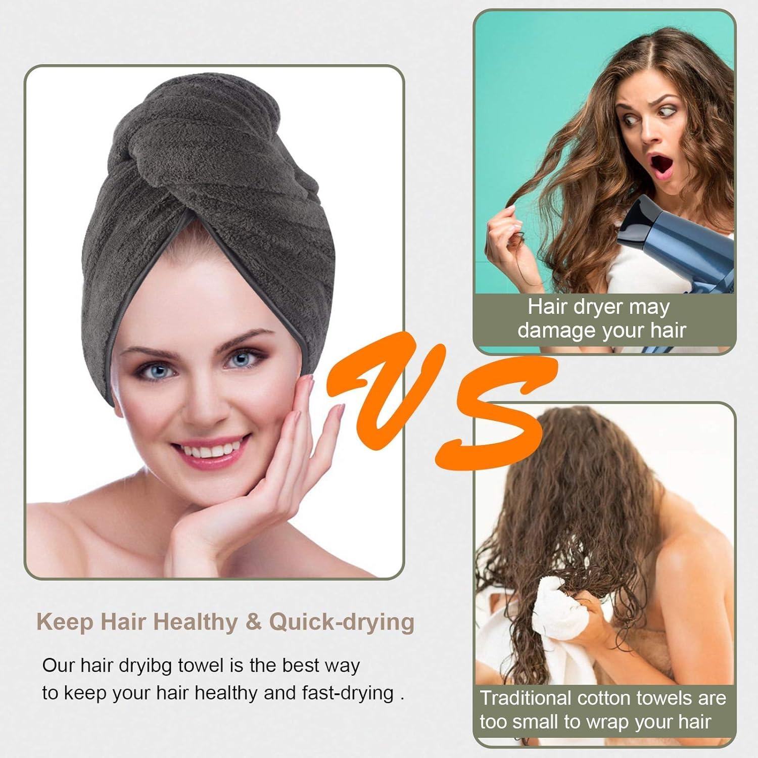 Handtuch Turban Groß Haarhandtuch 61x112 Schnelltrocknend Dunkelgrau
