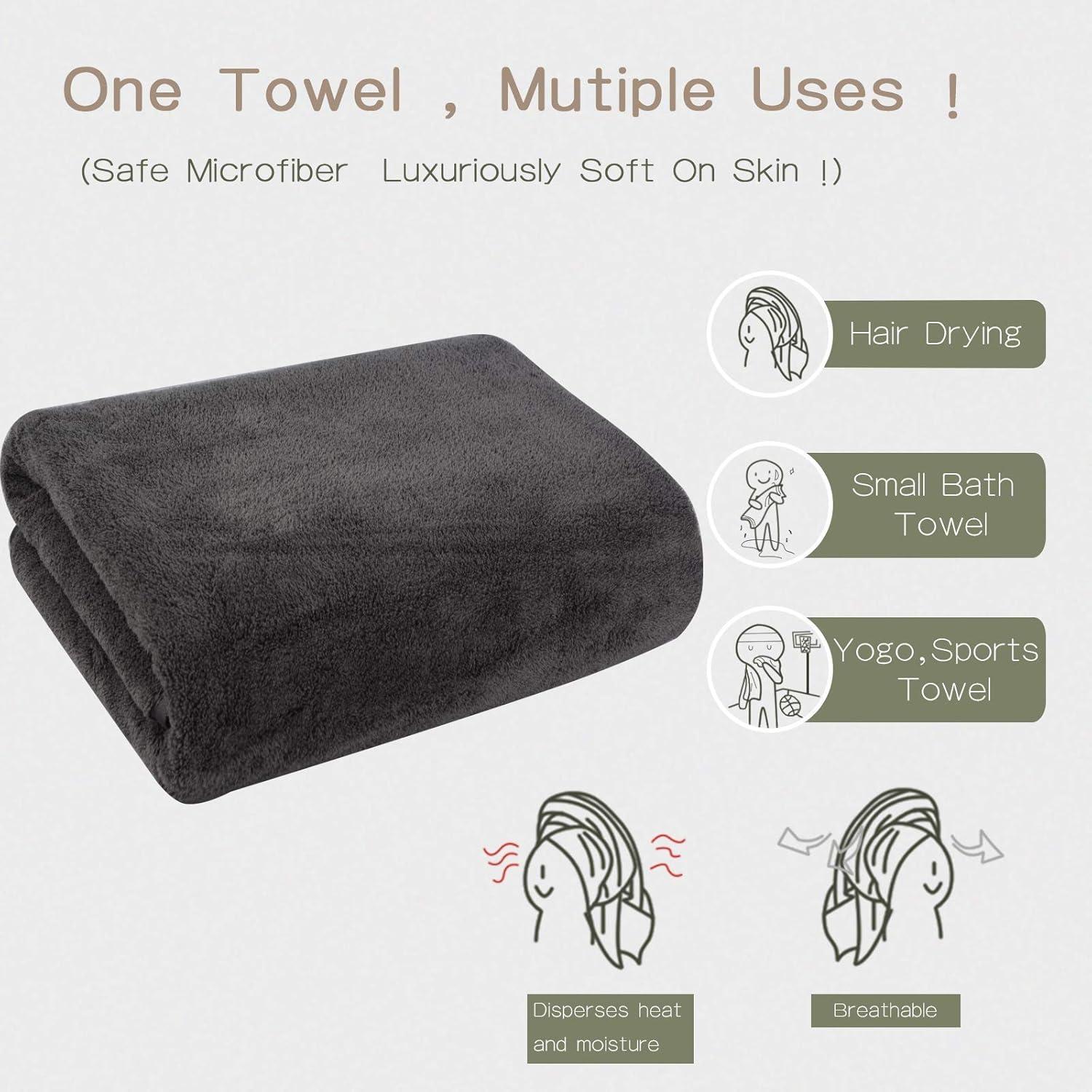 Handtuch Turban Groß für Langes Haar Weich Schnelltrocknend 61cm x