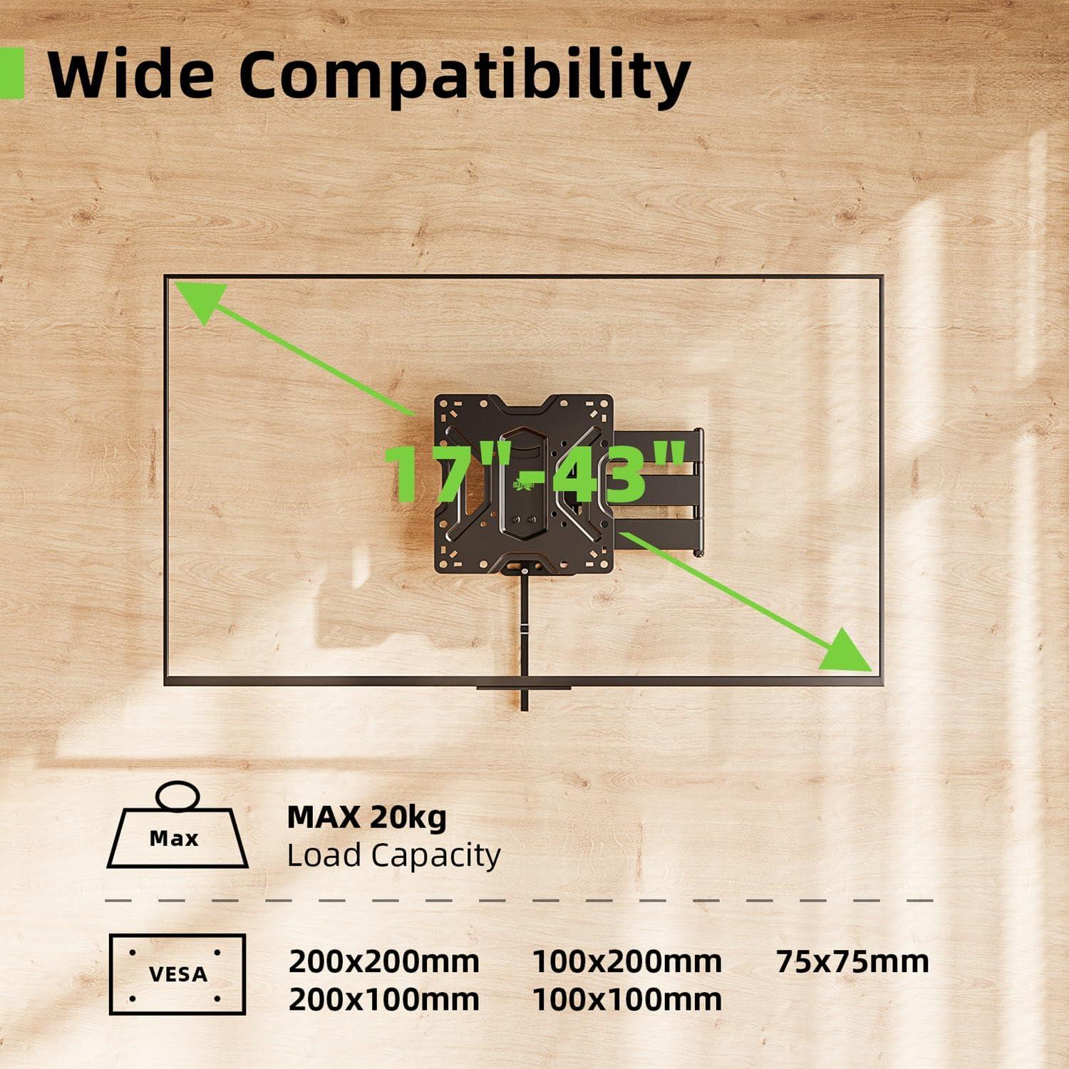 USX-MOUNT Wohnmobil TV Halterung Schwenkbar Neigbar 17-43 Zoll bis 20kg