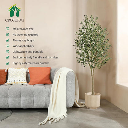 CROSOFMI Künstlicher Olivenbaum 180cm Tropische Pflanze
