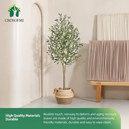 CROSOFMI Künstlicher Olivenbaum 180cm Tropische Pflanze