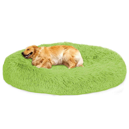 Hundebett Donut Grün 120cm – Weiches Plüschkissen für Große Hunde