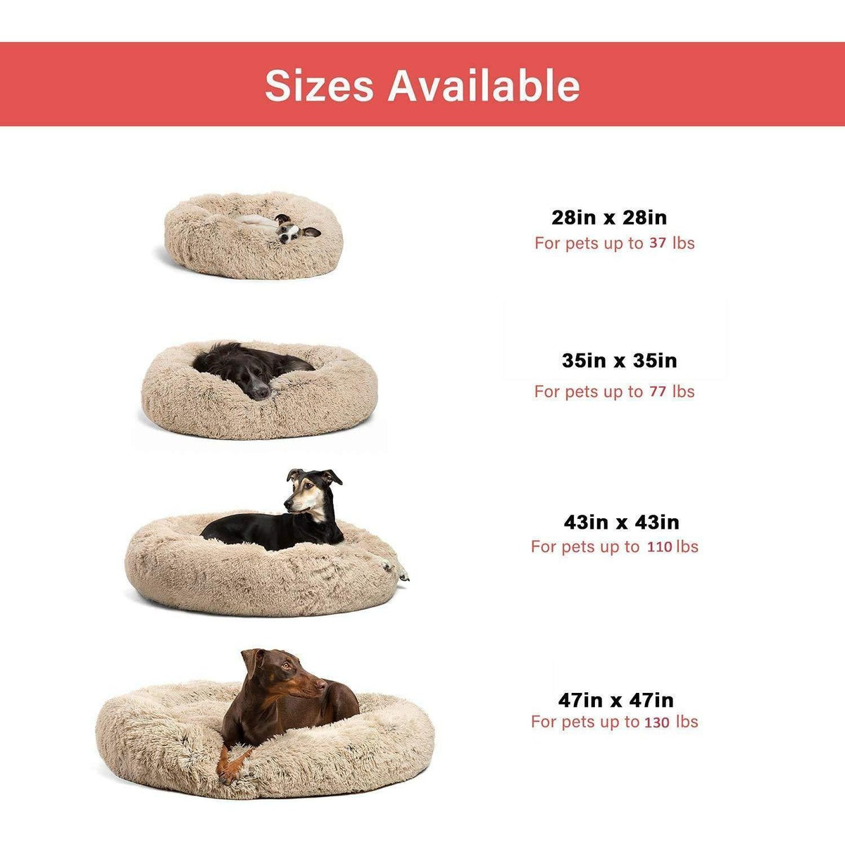 Hundebett Donut Grün 120cm – Weiches Plüschkissen für Große Hunde
