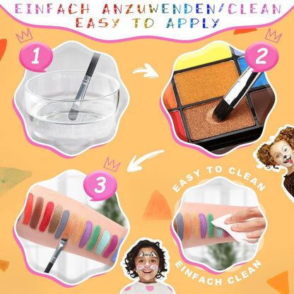Gesichtsfarbe Kinderschminken Set 18 Farben Body Painting Bürste