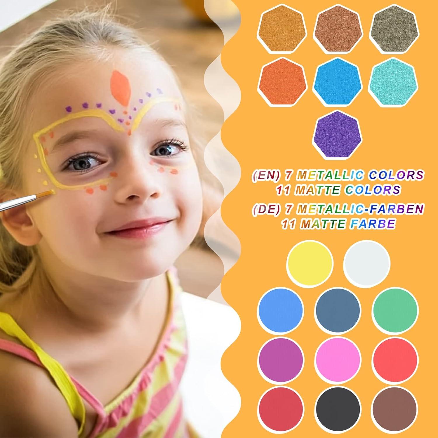 Gesichtsfarbe Kinderschminken Set 18 Farben mit Bürste