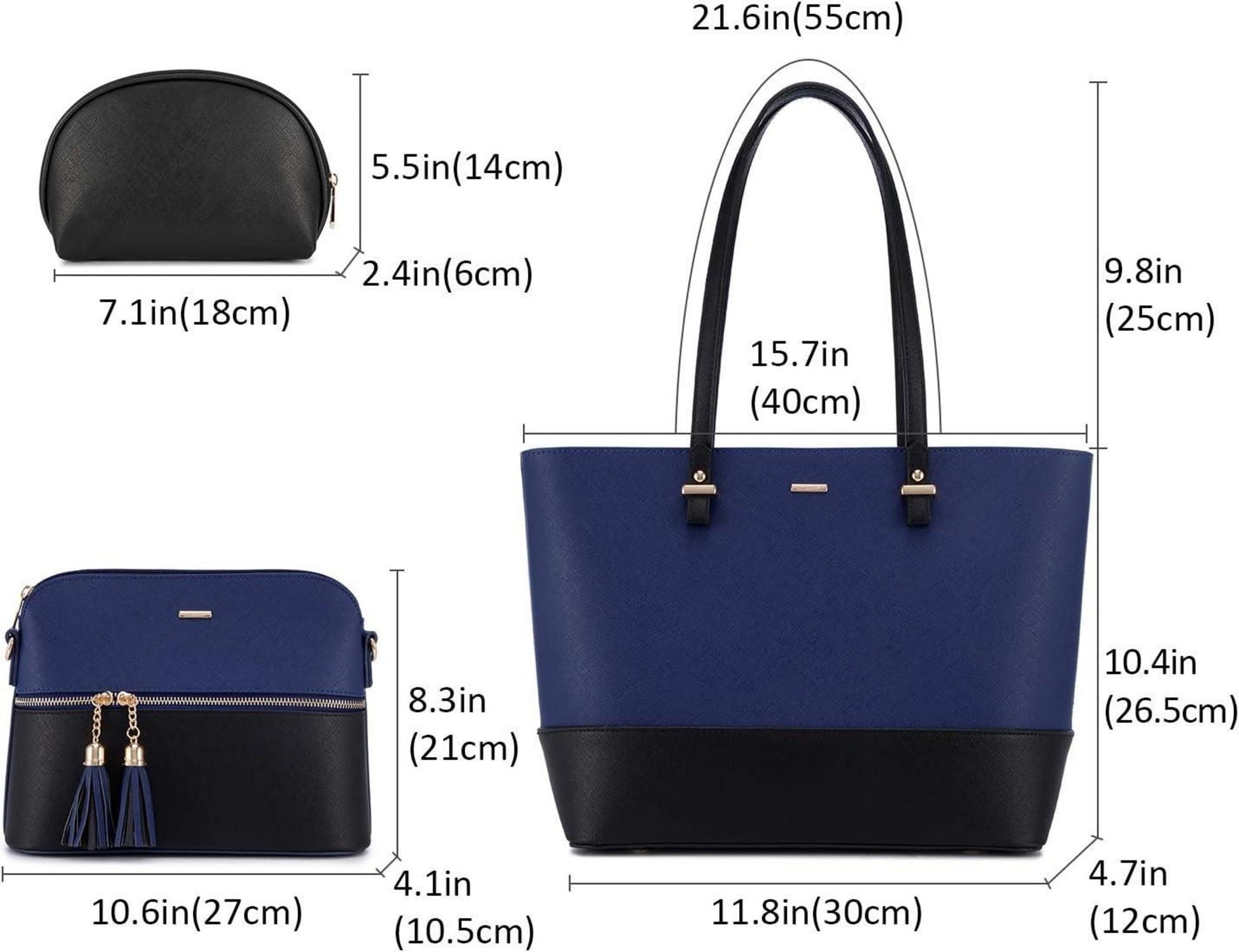 LOVEVOOK Damen Handtasche Schultertasche 3pcs Set Groß Umhängetasche Shopper Bag