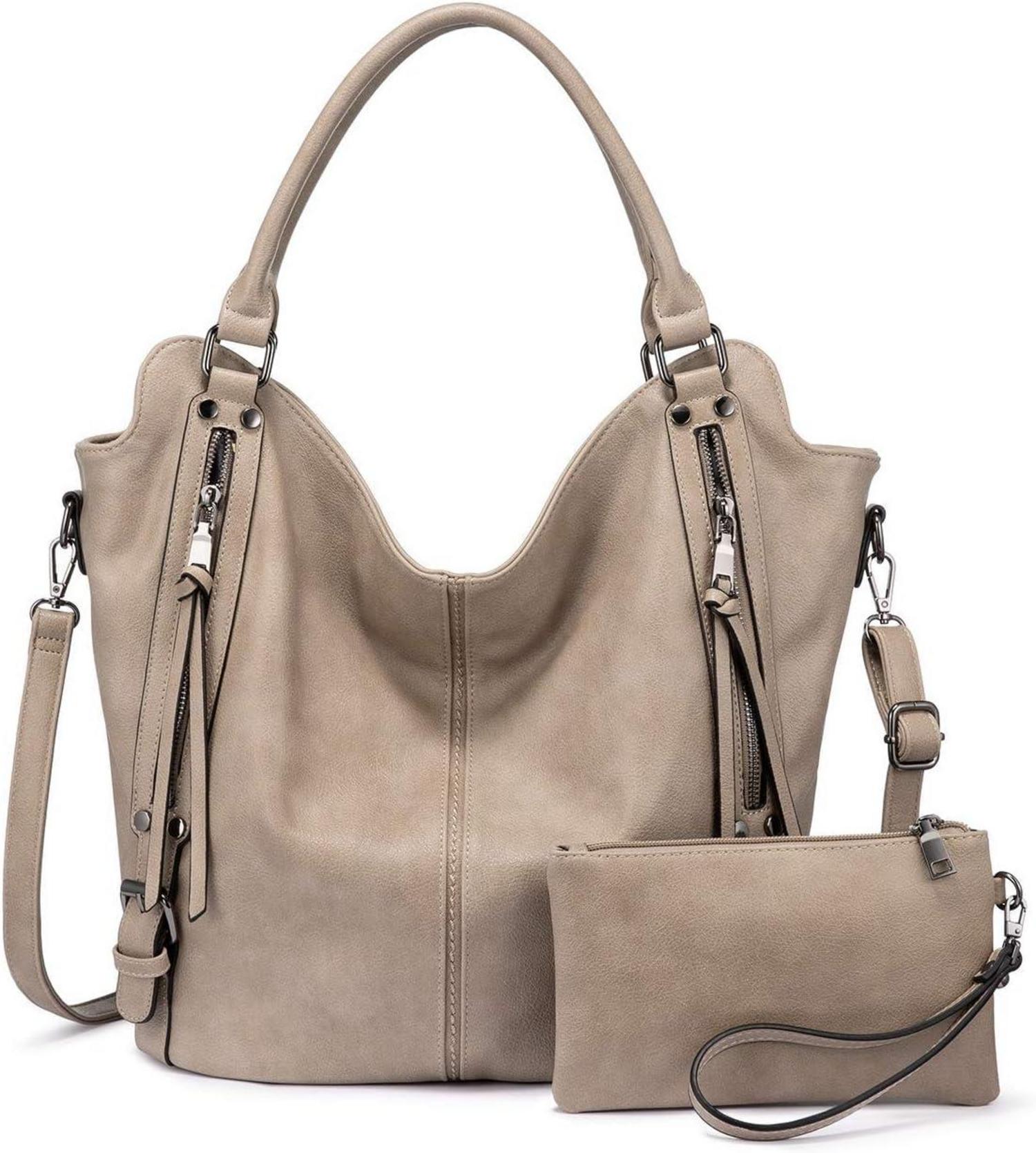 Damen Handtaschen Set Groß Shopper Hobo Umhängetasche Geldbörse 2pcs